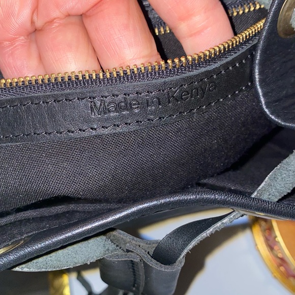 Abby Alley Mini Adelaide Backpack Handcrafted in Kenya in Black Leather - Picture 8 of 16